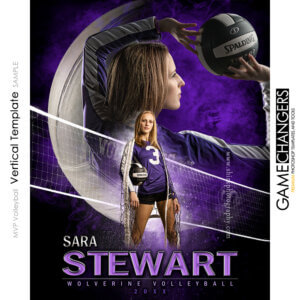 MVP Volleyball Vertical Photoshop Template Digital Background Sports Senior Girl Game Changers Shirk Photography