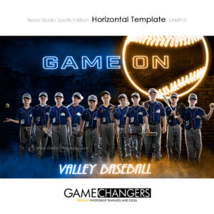 A neon sign glow baseball team poster photoshop template