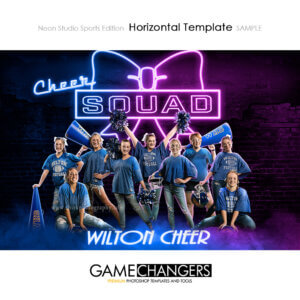 A neon sign glow cheer team poster photoshop template