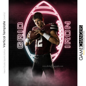 A neon sign glow football quarterback individual poster photoshop template