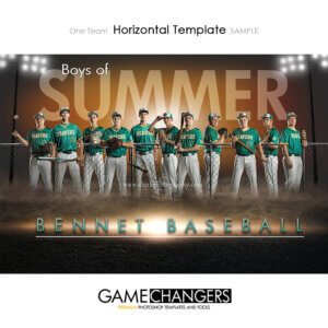 Baseball Photoshop Template Sports Team Poster Banner Horizontal Creative Field Lights Summer Digital Background Ideas Photographers