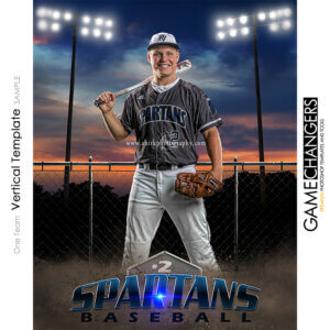 Baseball Photoshop Template Sports Poster Banner Vertical Creative Fence Dirt Lights Digital Background Ideas Photographers