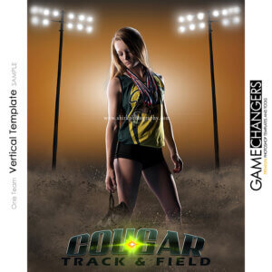 Track Cross Country Photoshop Template Sports Poster Banner Vertical Creative Fence Dirt Lights Digital Background Ideas Photographers