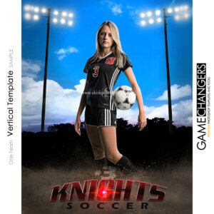 Soccer Photoshop Template Sports Poster Banner Vertical Creative Fence Dirt Lights Digital Background Ideas Photographers