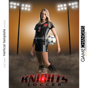 Soccer Photoshop Template Sports Poster Banner Vertical Creative Fence Dirt Lights Digital Background Ideas Photographers