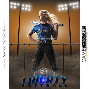Softball Photoshop Template Sports Poster Banner Vertical Creative Fence Dirt Lights Digital Background Ideas Photographers
