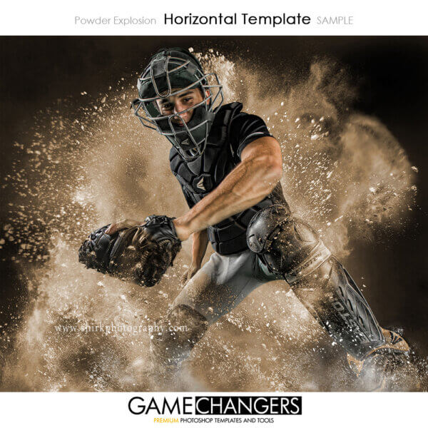 baseball catcher powder explosion individual Photoshop Template Digital Background for Photographers
