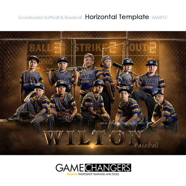 Baseball Photoshop Template Sports Team Poster Banner Creative Scoreboard Glow Digital Background Ideas Photographers