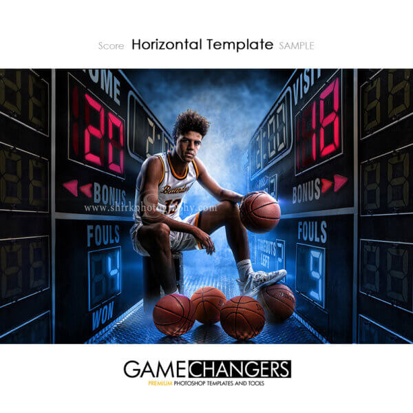 Basketball Sports Senior Portrait Creative Scoreboard Score Digital Background Photoshop Template Composite Ideas Photographers