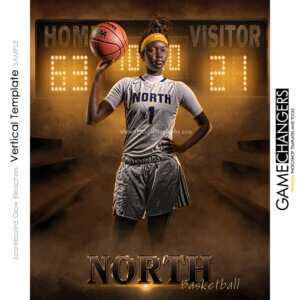 Basketball team poster digital background with photoshop scoreboard