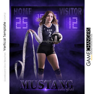Volleyball team poster digital background with photoshop scoreboard