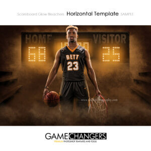 basketball photoshop scene with scoreboard