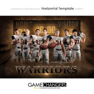 football team poster with scoreboard in photoshop