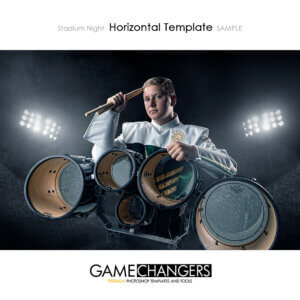 Marching Band Stadium Night Photoshop Template Digital Background Sports Senior Guy Game Changers Shirk Photography