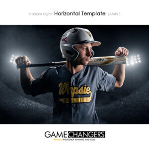 Baseball Batter Stadium Night Photoshop Template Digital Background Sports Senior Guy Game Changers Shirk Photography