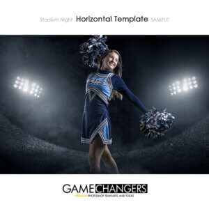 Cheer Pom Dance Stadium Night Photoshop Template Digital Background Sports Senior Girl Game Changers Shirk Photography
