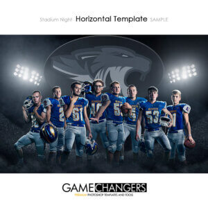 Football Stadium Night Photoshop Template Digital Background Sports Senior Guy Game Changers Shirk Photography
