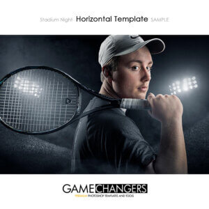 Tennis Stadium Night Photoshop Template Digital Background Sports Senior Guy Game Changers Shirk Photography