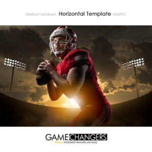 Football Stadium Sundown Photoshop Template Digital Background Sports Senior Guy Game Changers Shirk Photography