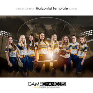 Softball Stadium Sundown Photoshop Template Digital Background Sports Senior Girl Game Changers Shirk Photography