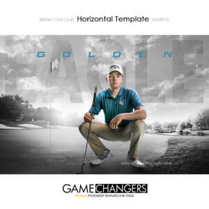 golf poster photoshop template with golf course