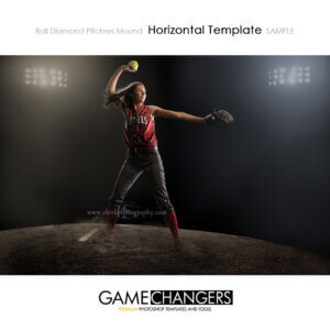 Ball Diamond Pitchers Mound baseball softball Horizontal Photoshop Template Digital Background Sports Game Changers Shirk Photography