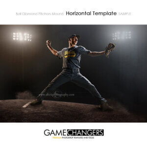 Ball Diamond Pitchers Mound baseball softball Horizontal Photoshop Template Digital Background Sports Game Changers Shirk Photography