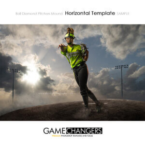 Ball Diamond Pitchers Mound baseball softball Horizontal Photoshop Template Digital Background Sports Game Changers Shirk Photography
