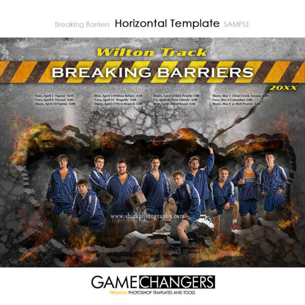 track team : breaking barriers Photoshop Template for Photographers with Flames
