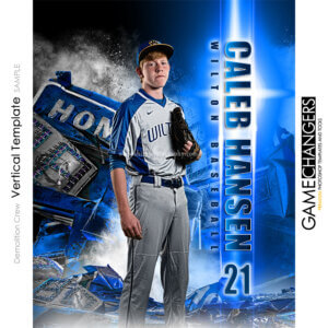 baseball individual blue Poster Banner Creative Digital Background Photoshop Template Ideas Photographers Demolition Crew