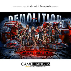 Demolition Crew basketball team Poster Banner Creative Digital Background Photoshop Template Ideas Photographers
