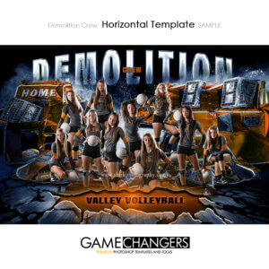 Demolition Crew volleyball team orange Poster Banner Creative Digital Background Photoshop Template Ideas Photographers