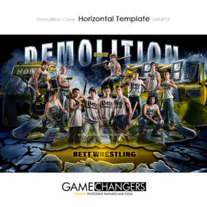 Demolition Crew wrestling team yellow Poster Banner Creative Digital Background Photoshop Template Ideas Photographers