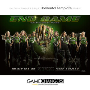 Baseball Softball Photoshop Template Sports Horizontal Team Poster Banner Creative End Game Golden Glove Digital Background Ideas Photographers