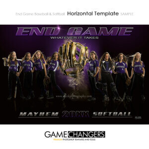 Baseball Softball Photoshop Template Sports Horizontal Team Poster Banner Creative End Game Golden Glove Digital Background Ideas Photographers