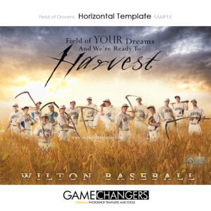 Baseball Horizontal: Field of Dreams Photoshop Template Main for Photographers with Field Sunset Sky