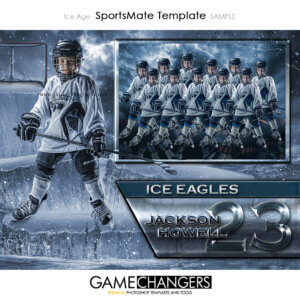Lightning Clouds Snow Storm Ice Hockey Sports Team Photoshop Template: Digital Background for Photographers
