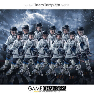 Lightning Clouds Snow Storm Ice Hockey Sports Team Photoshop Template: Digital Background for Photographers