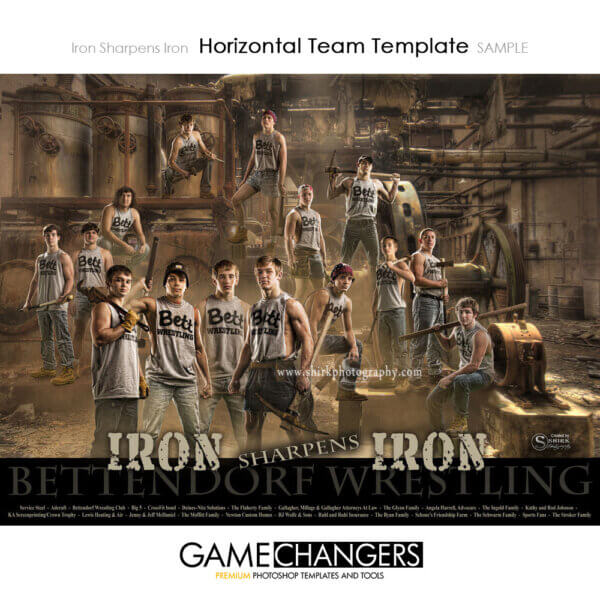 Wrestling Sports Team Photoshop Template: Digital Background for Photographers