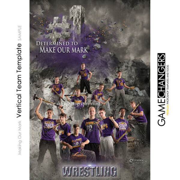 Mountain Wrestling Sports Team Photoshop Template: Digital Background for Photographers