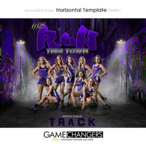 Alley Graffiti Lights Horizontal Track Sports Team Photoshop Template: Digital Background for Photographers