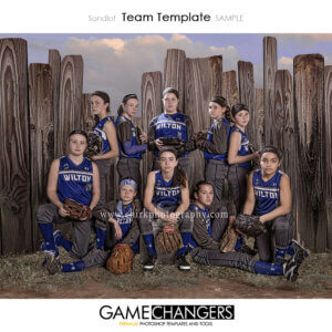 Sandlot Fence Baseball Softball Sports Team Photoshop Template: Digital Background for Photographers