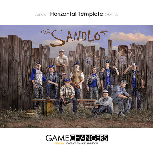 Baseball Main Team : Sandlot Photoshop Template for Photographers with Fence