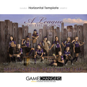 Softball Main Team : Sandlot Photoshop Template for Photographers with Fence
