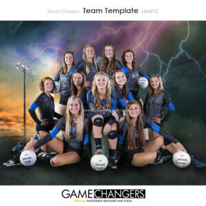 Lightning Storm Field Light Sports Team Photoshop Template: Digital Background for Photographers