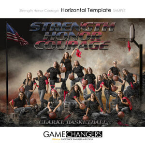 Basketball Strength Honor Courage Photoshop Template Sports SportsMate Poster Banner Creative Digital Background Ideas Photographers