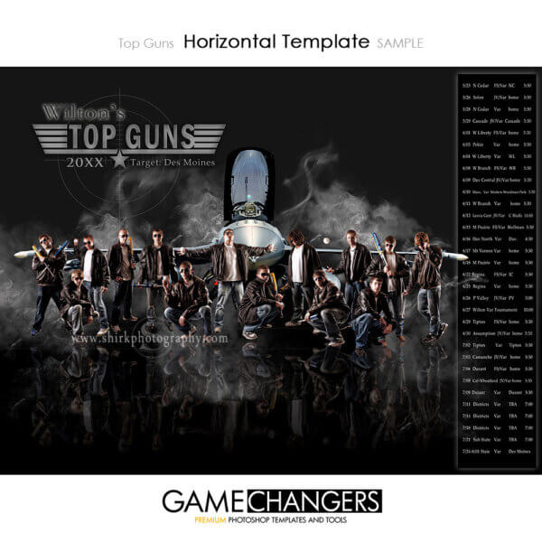 Target Top Gun Smoke Baseball Sports Team Photoshop Template: Digital Background for Photographers