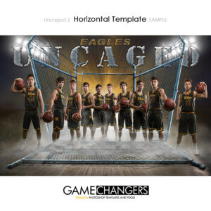 Basketball uncaged team Photoshop Template Sports Poster Banner Creative Lights Digital Background Ideas Photographers