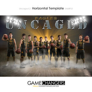 Basketball uncaged team Photoshop Template Sports Poster Banner Creative Lights Digital Background Ideas Photographers