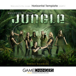 softball; jungle; wild; welcome; forest; hunter; photoshop; template; sports; team; poster; banner; creative; court; street; background; athlete; individual; shirk; game changer